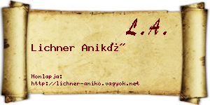 Lichner Anikó névjegykártya