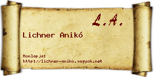 Lichner Anikó névjegykártya